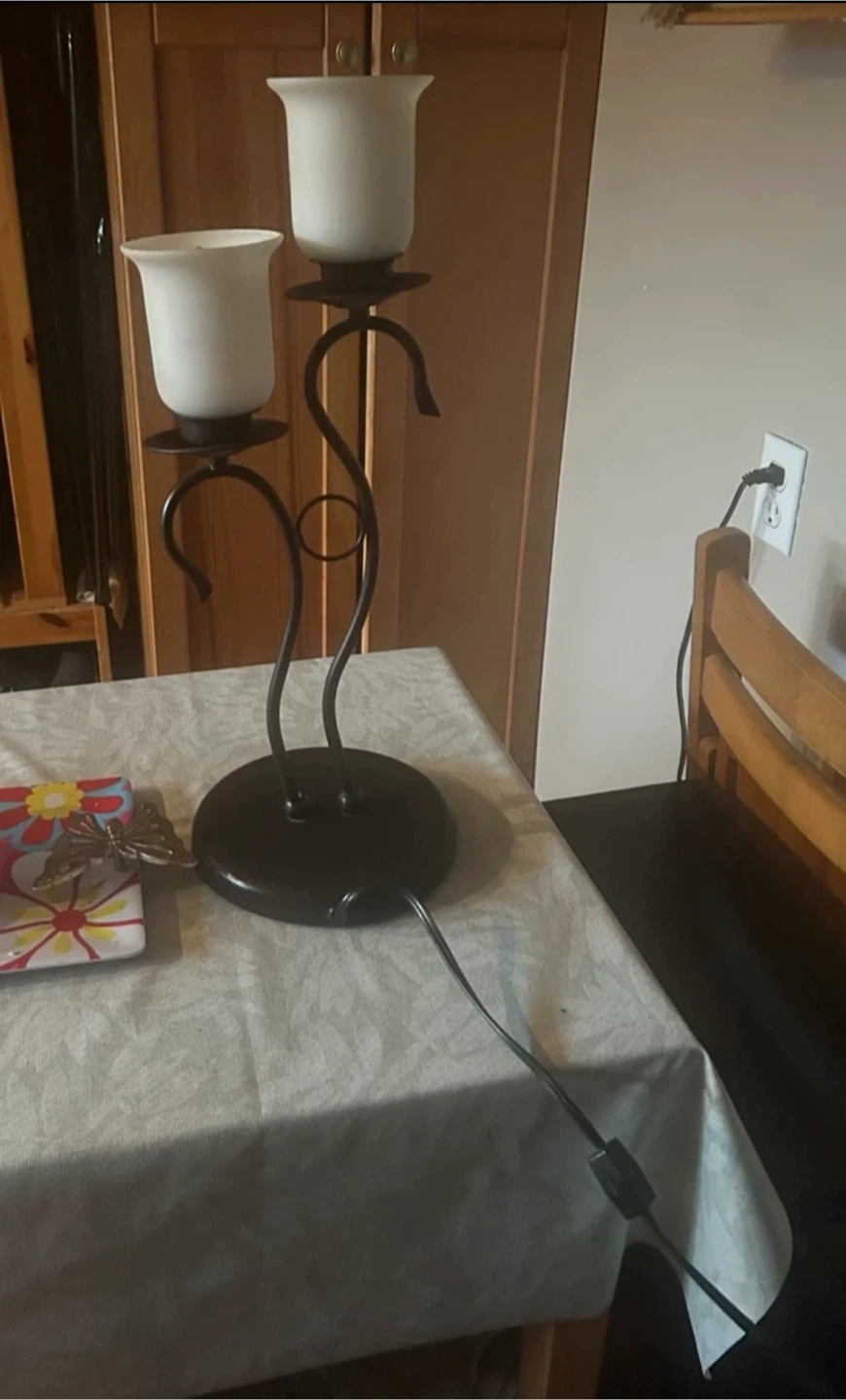 Black 2-Light Tabletop Lamp
