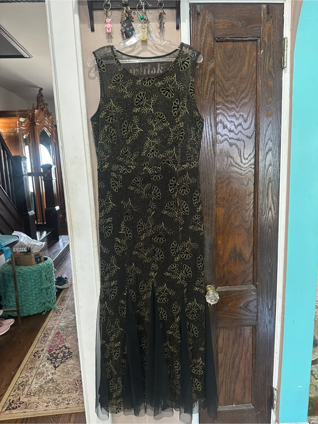 Black & Gold Floral Sheer Maxi Dress - photo 4