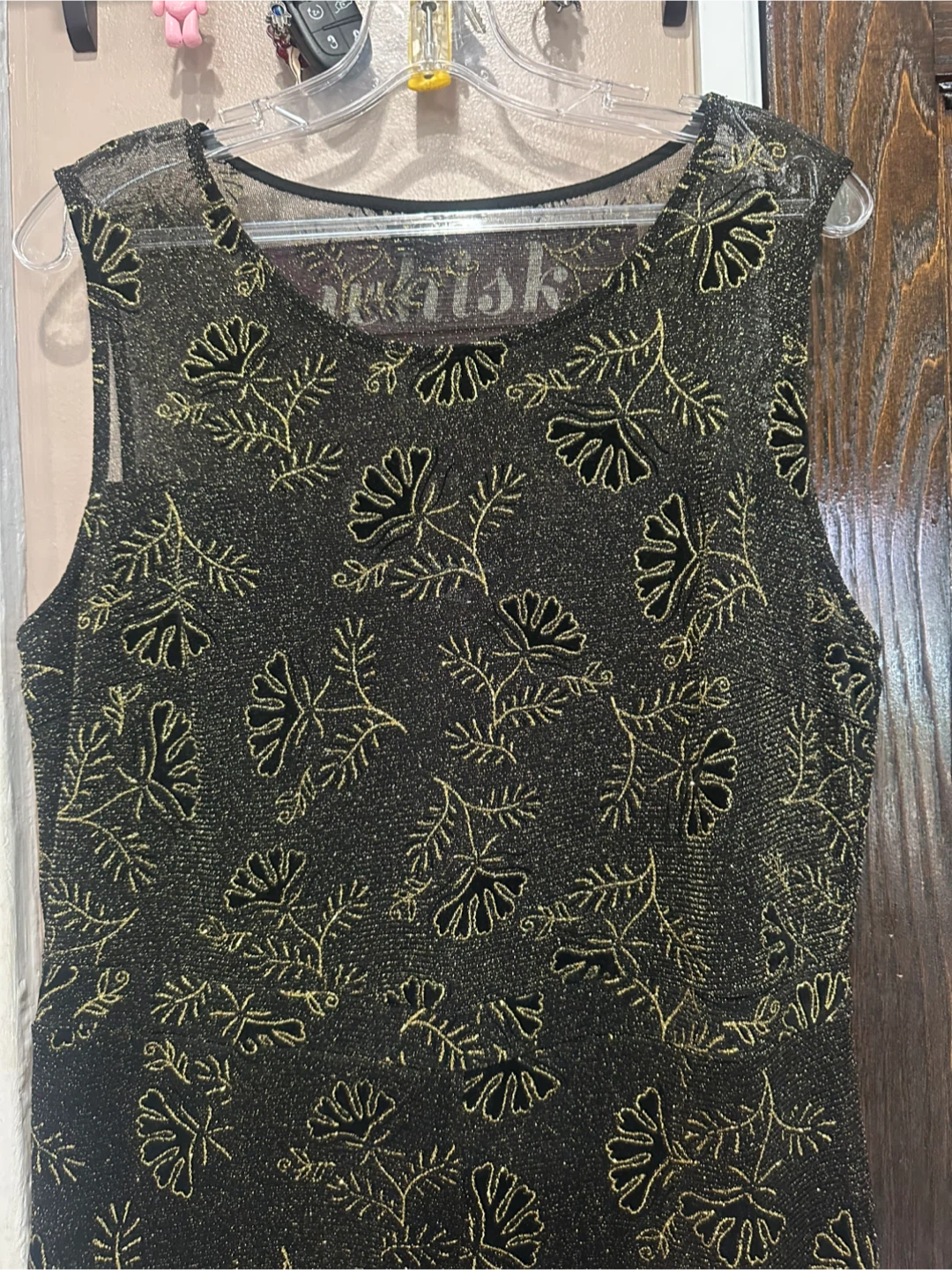 Black & Gold Floral Sheer Maxi Dress - photo 5