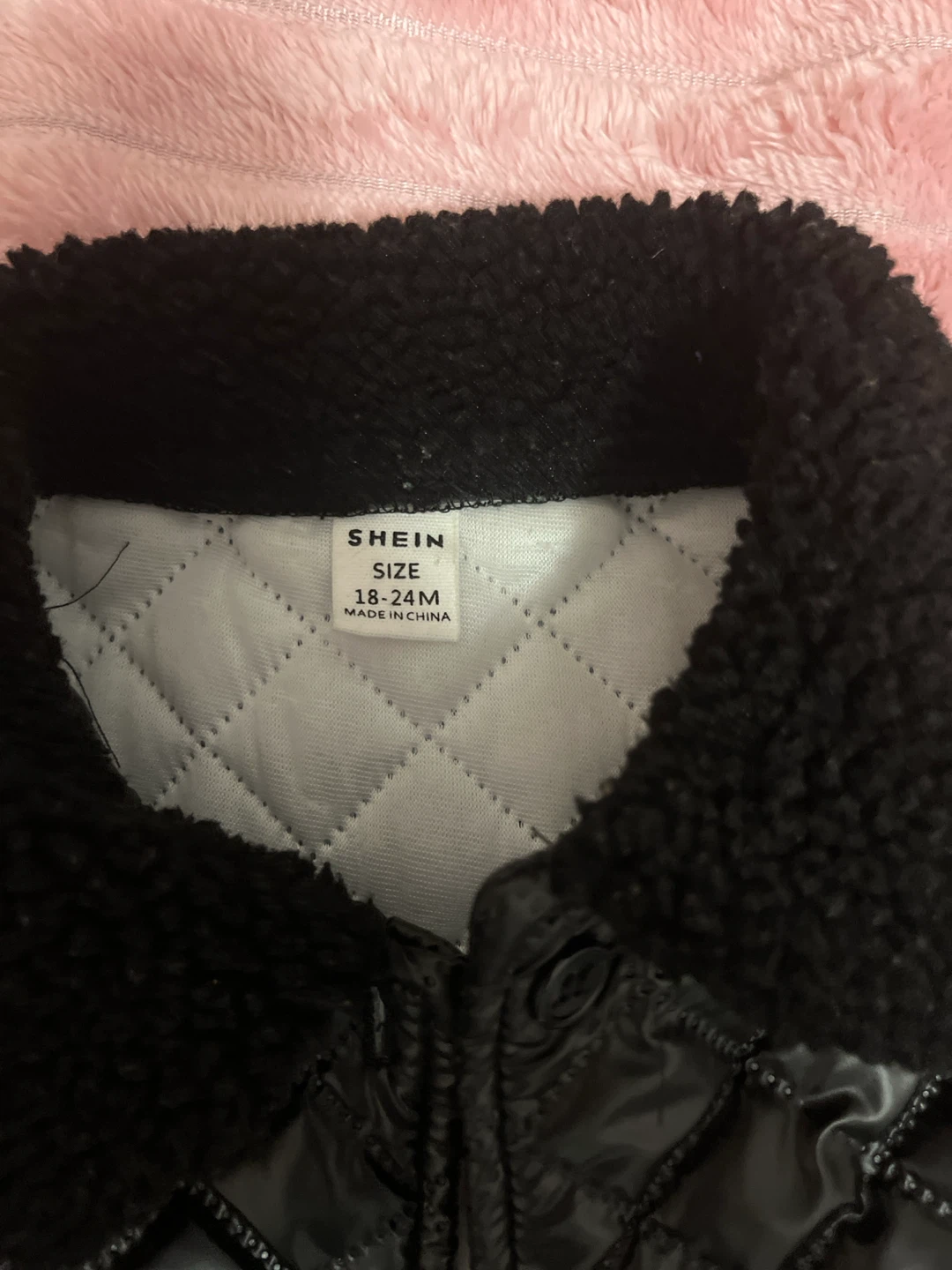 SHEIN Black Quilted Sherpa Collar Jacket - photo 2