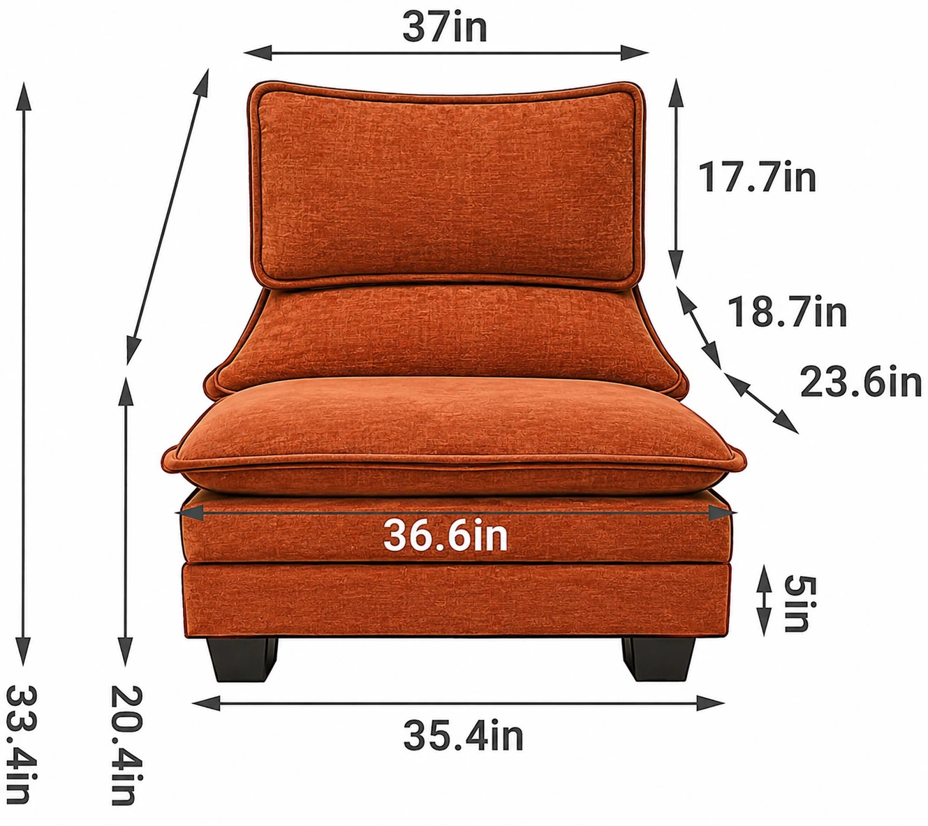 Orange accent chair with matching ottoman -New - Never used