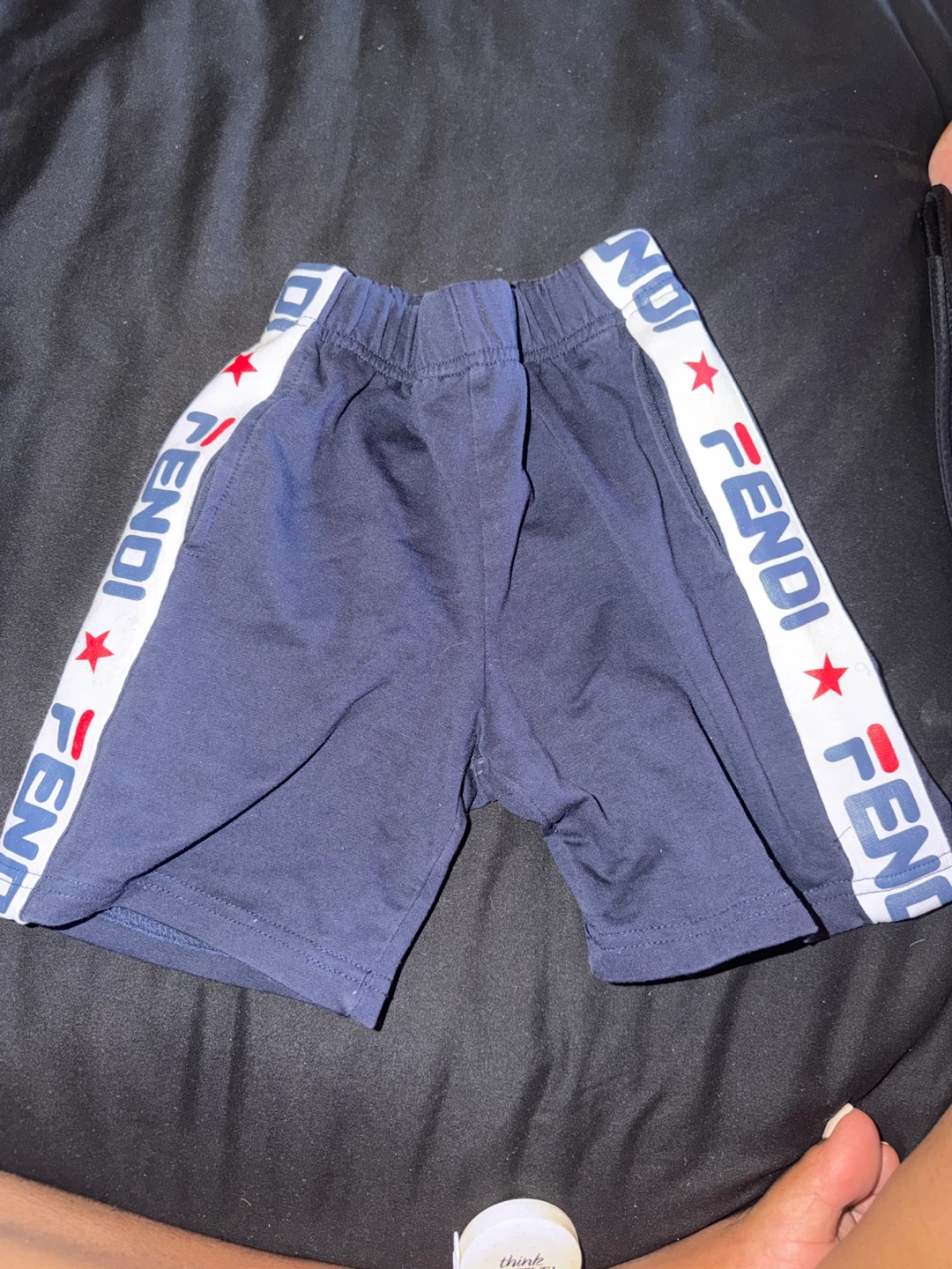 Fendi Navy Blue Shorts with Red Stars