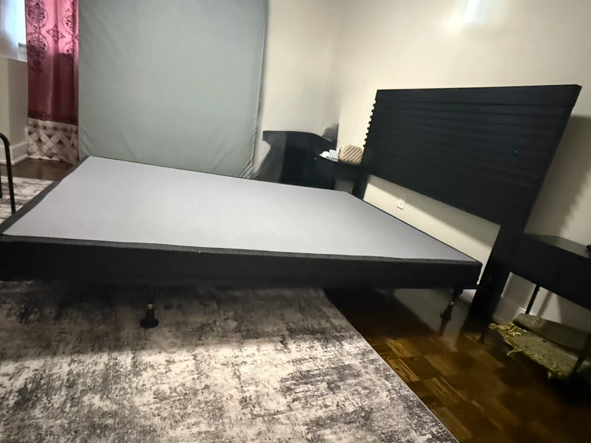 Black Metal Bed Frame with Headboard - photo 2