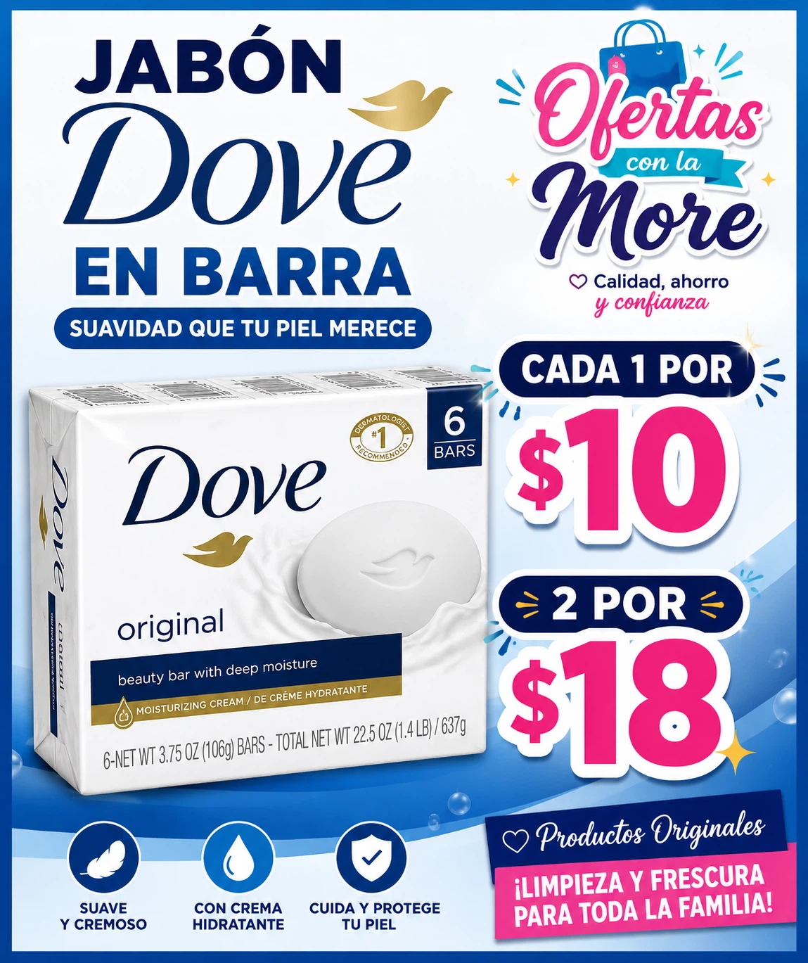 Dove Original Beauty Bar Soap - 6 Pack