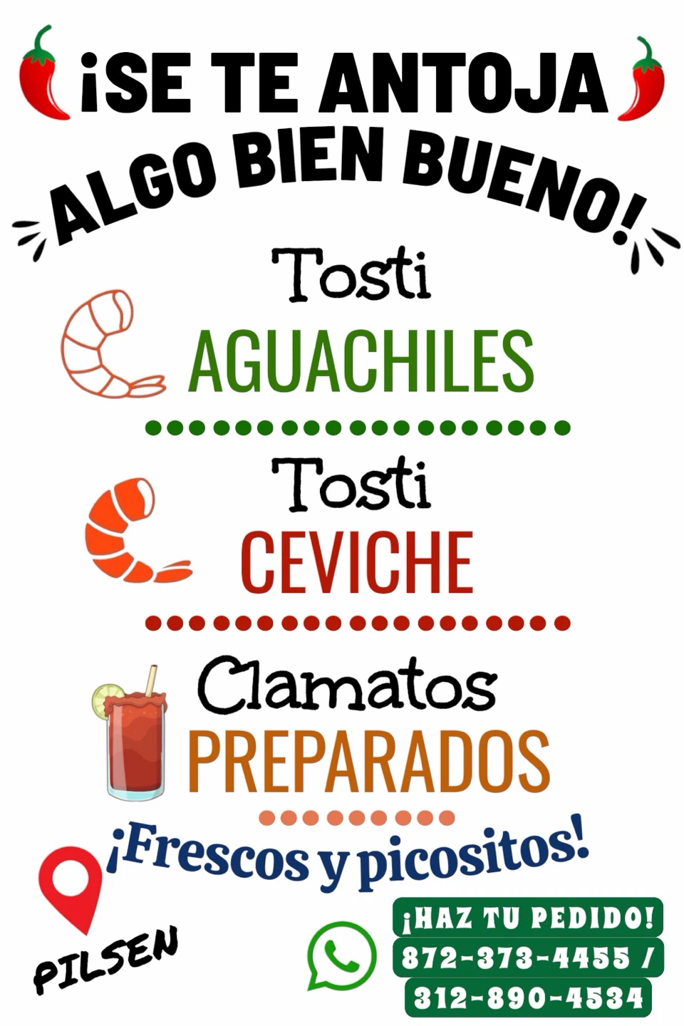Tosti Aguachiles, Tosti Ceviche & Clamatos
