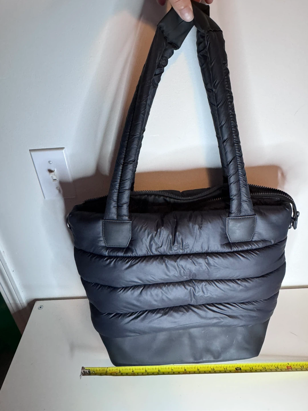 Lole Quilted Puffer Tote Bag, missing shoulder strap