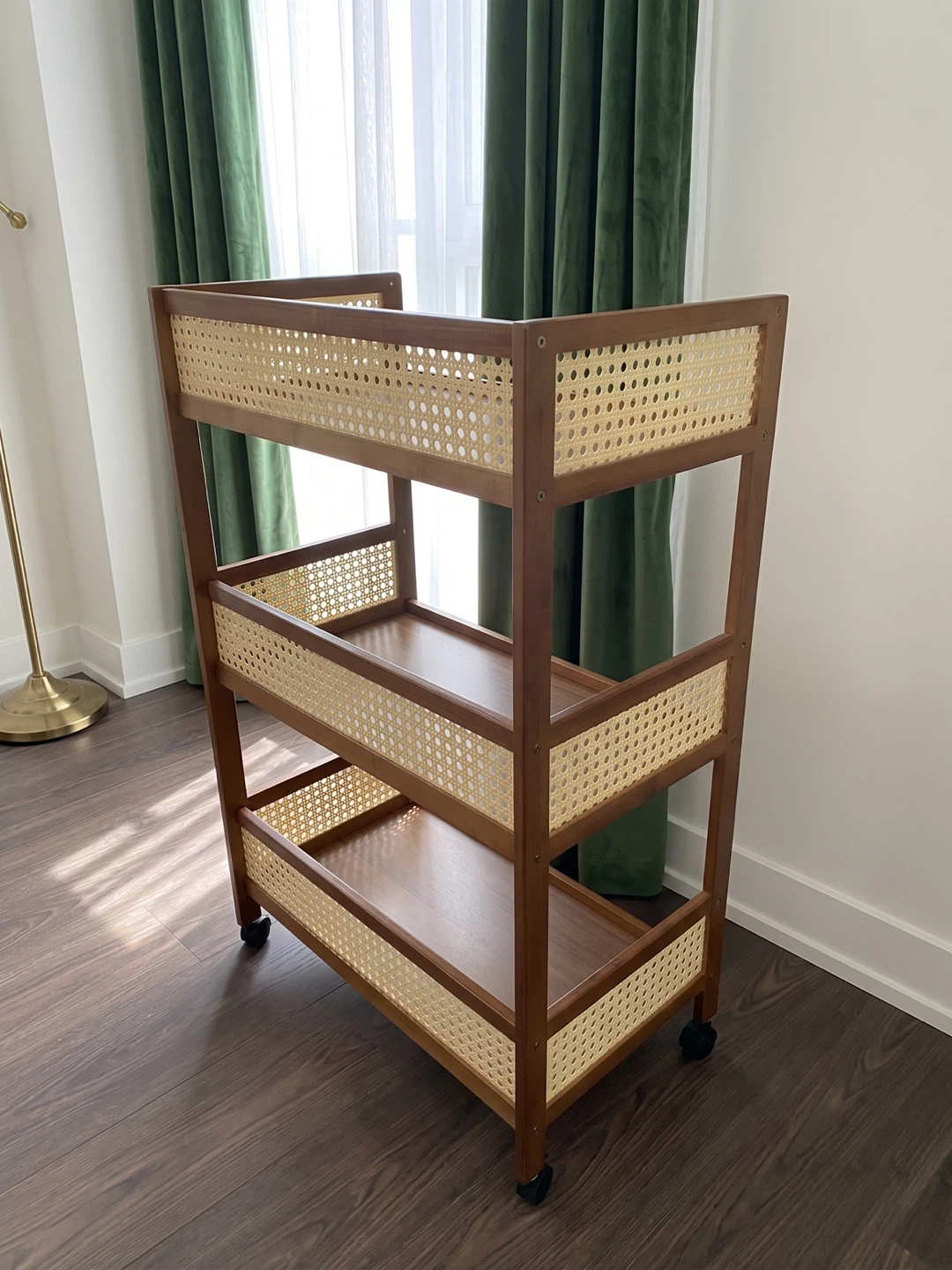 Rattan Woven Storage Rack Cart