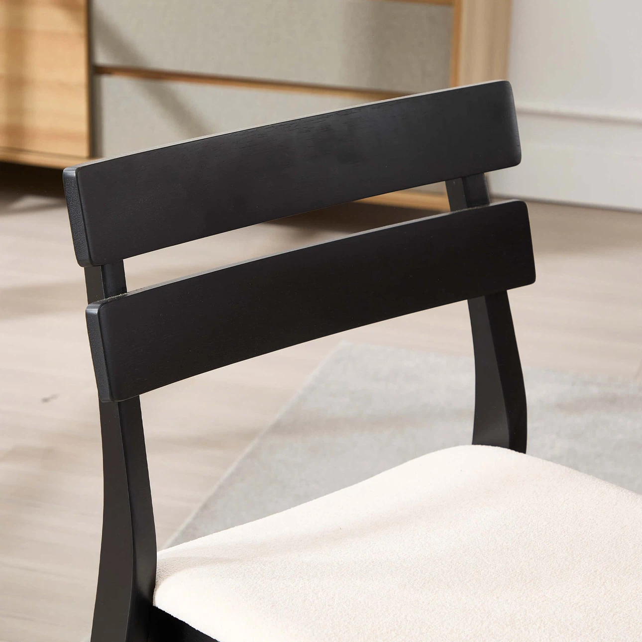 Black Dining Chairs with Cream Padded Seat - photo 2