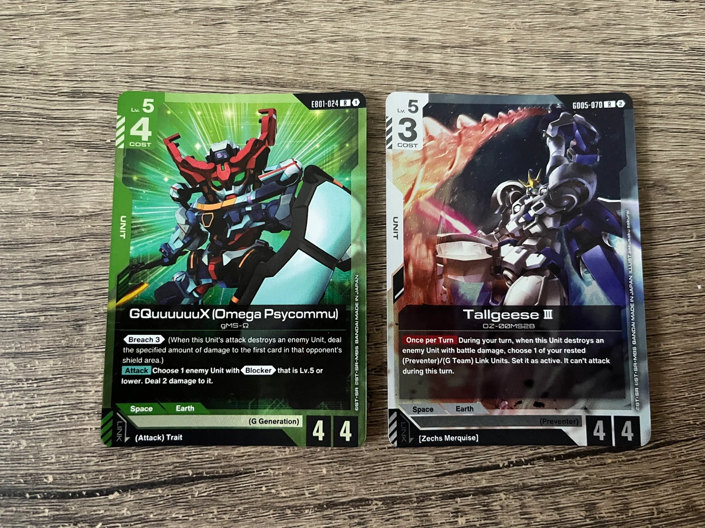 Gundam Battle Cards - GQuuuuuuX & Tallgeese III