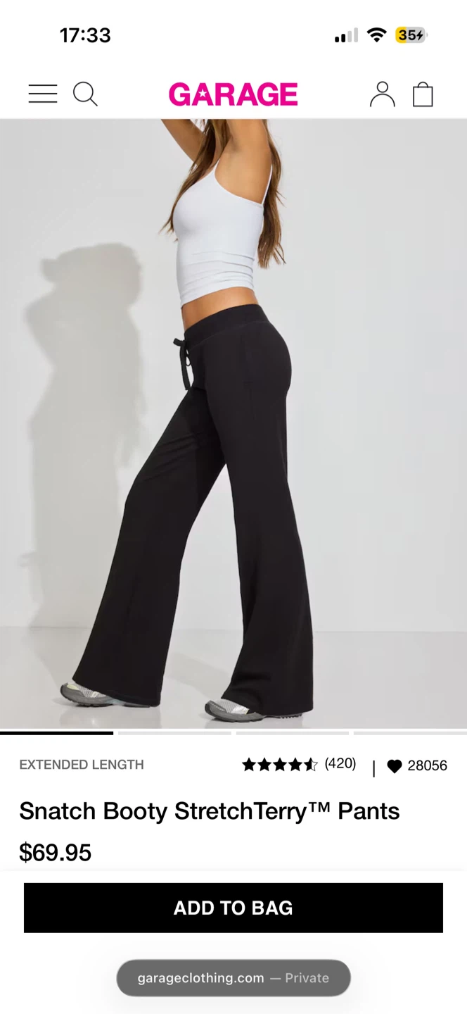 Garage Stretch Terry Bootcut Viral BBL Pants - Black - photo 2