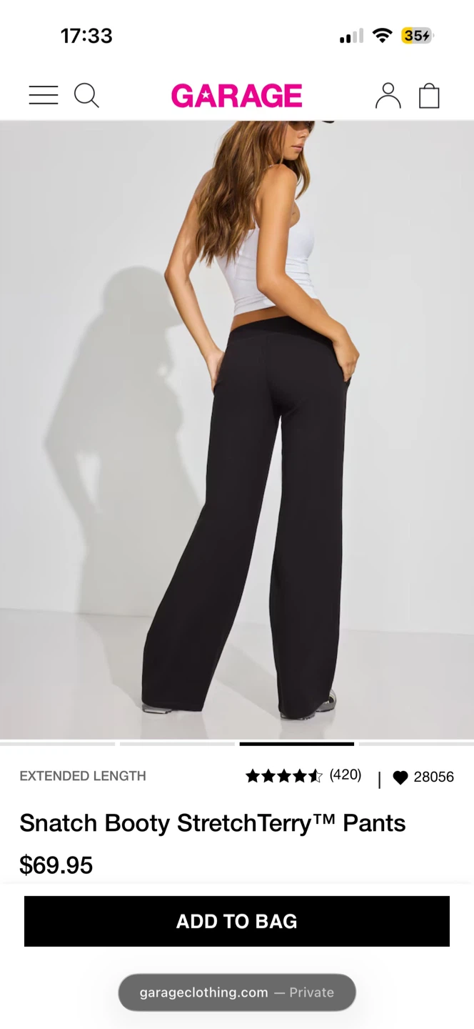 Garage Stretch Terry Bootcut Viral BBL Pants - Black - photo 3