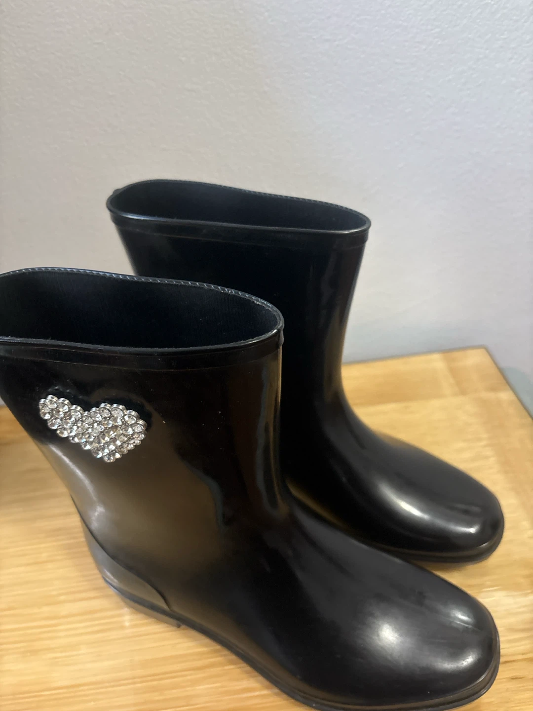 Rain Boots with Rhinestone Heart
