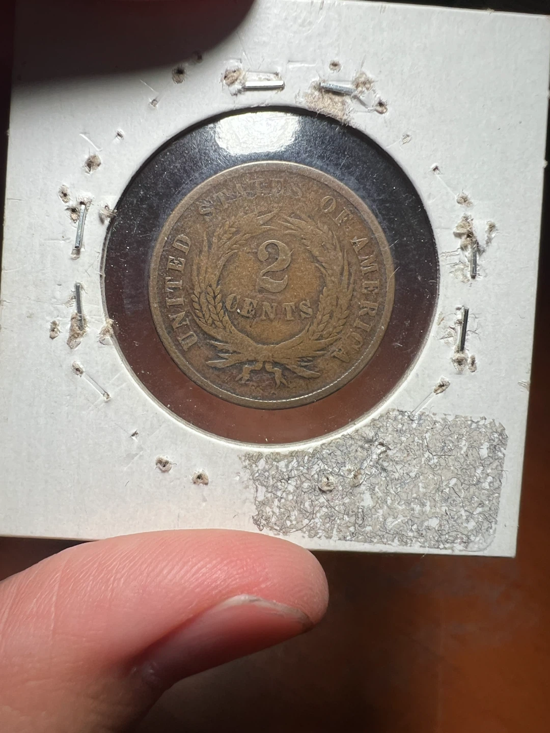 1866 US 2 Cents Coin vg8 - photo 2