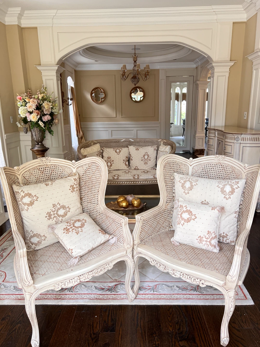 Vintage Cane Loveseat and Armchairs Set - photo 2