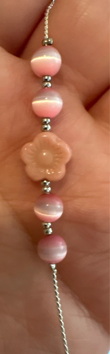 Pink Beaded Bracelet with Flower Charm - photo 3