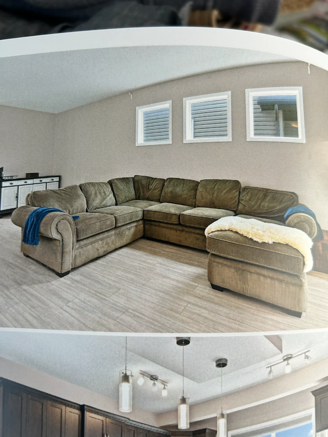 XL chocolate brown corduroy sectional