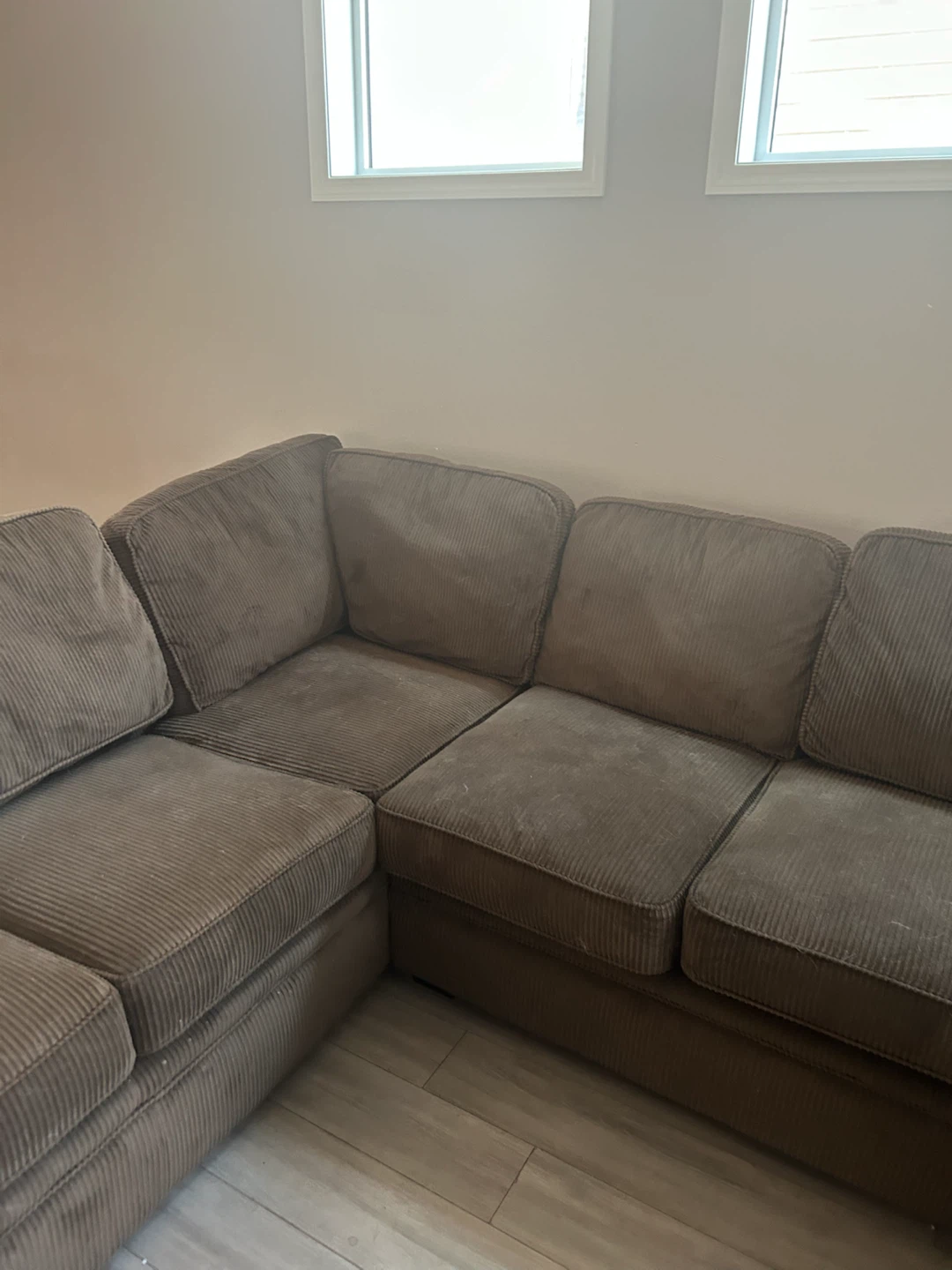 XL chocolate brown corduroy sectional - photo 3