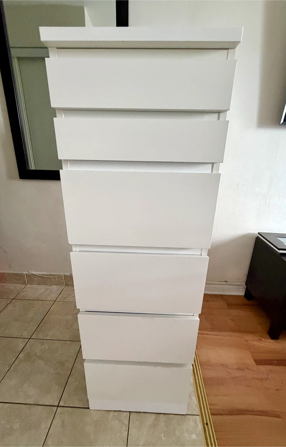 White 6-Drawer Tall Dresser