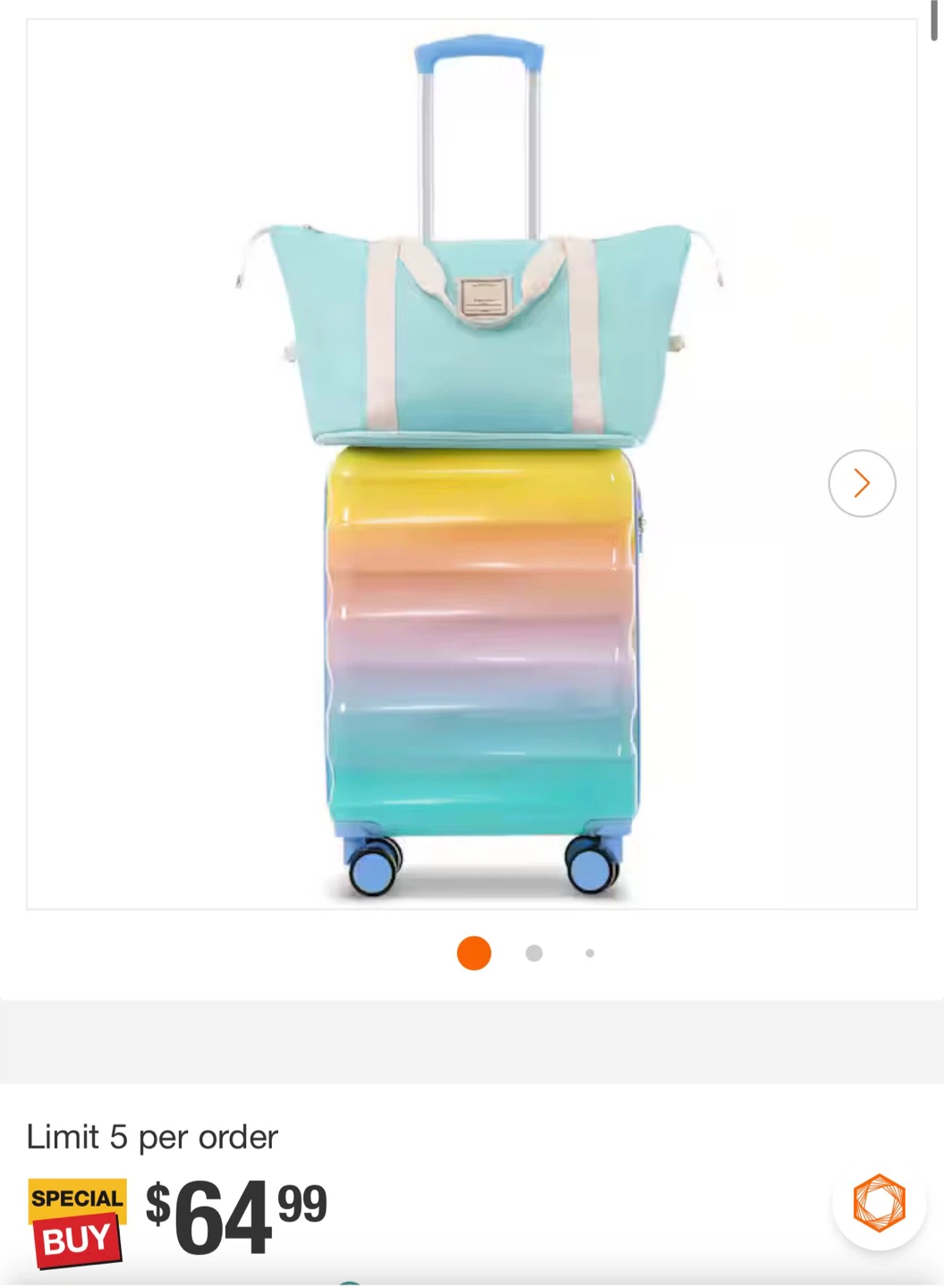 Rainbow Ombre Hardside Luggage Set with Duffle Bag - photo 3