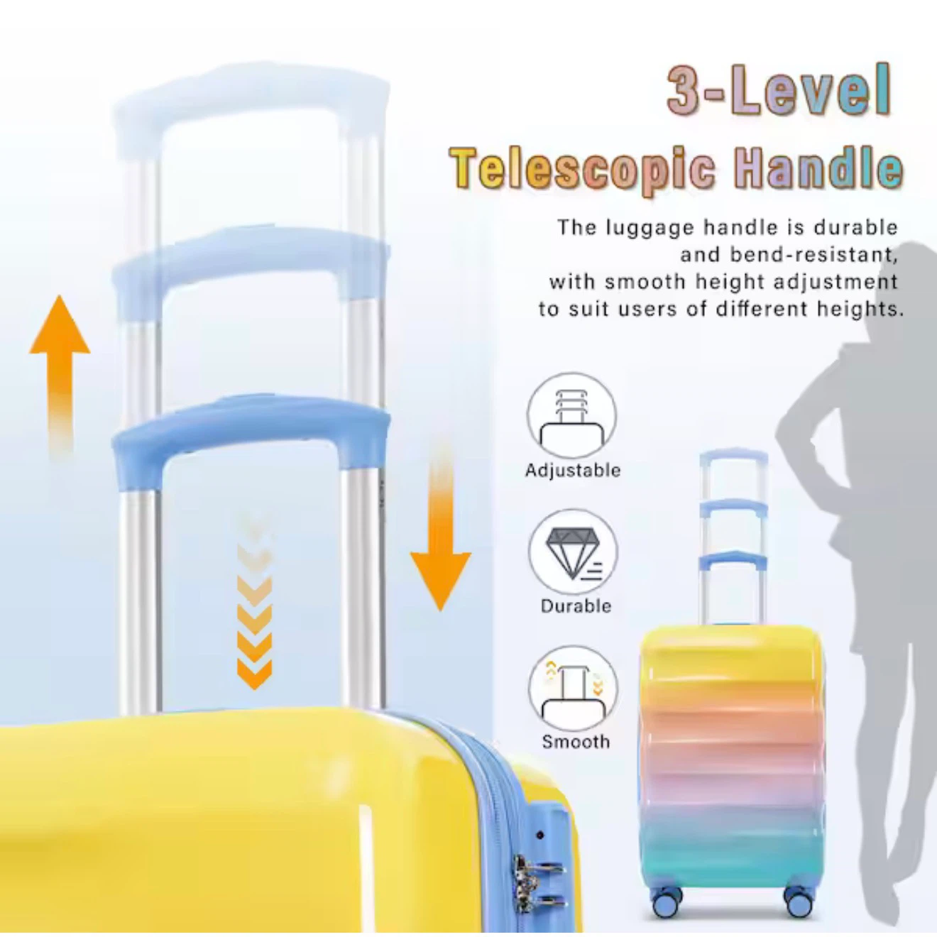 Rainbow Ombre Hardside Luggage Set with Duffle Bag - photo 4