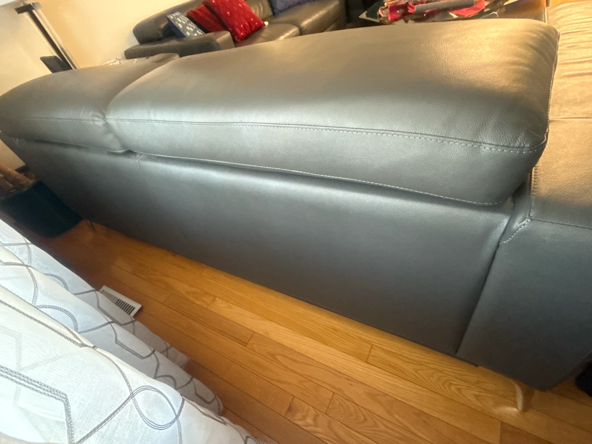 Grey Leather Sofa - photo 4