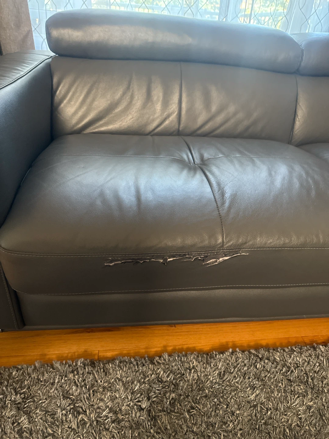 Grey Leather Sofa - photo 5