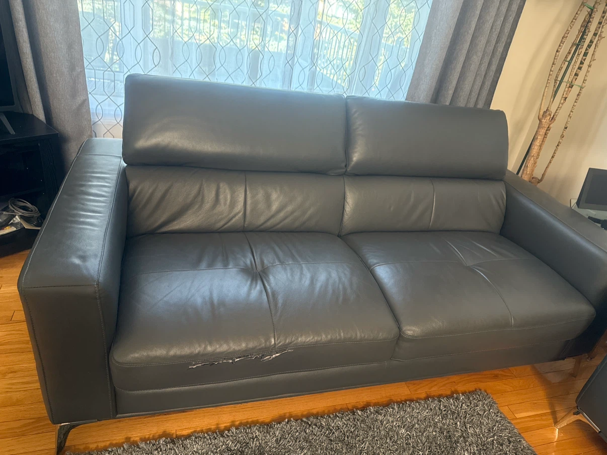Grey Leather Sofa - photo 2