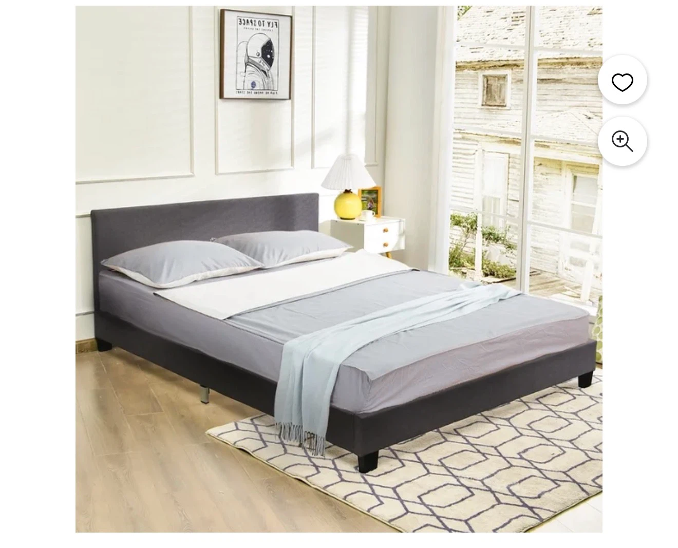 Costway Queen Upholstered Platform Bed Frame - Gray - photo 2
