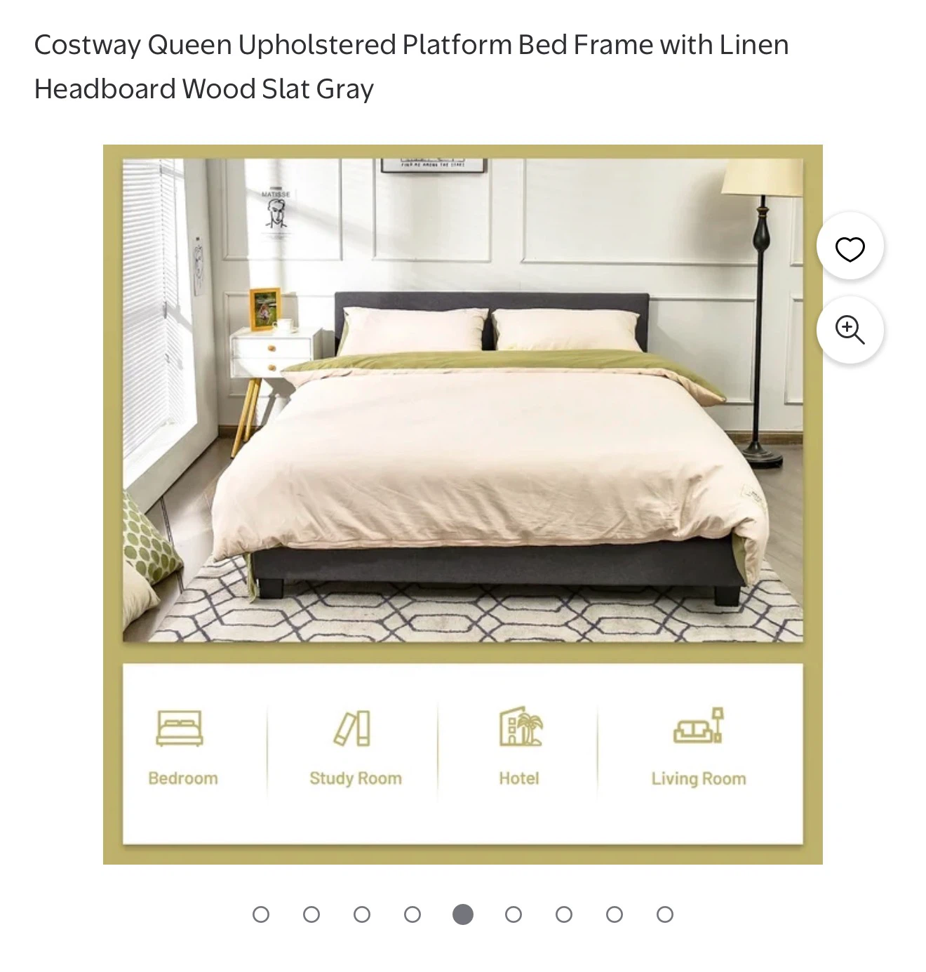 Costway Queen Upholstered Platform Bed Frame - Gray - photo 5