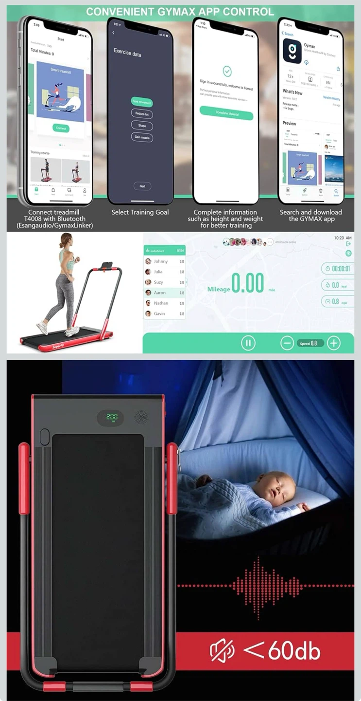 Black SuperFit Folding Treadmill with Remote Control - photo 5