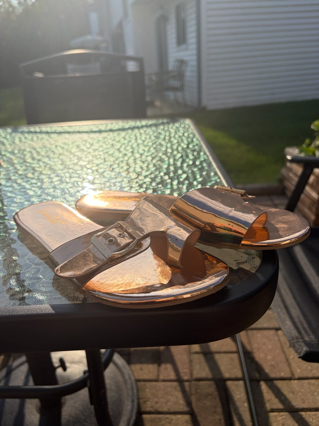 Rose Gold Slide Sandals
