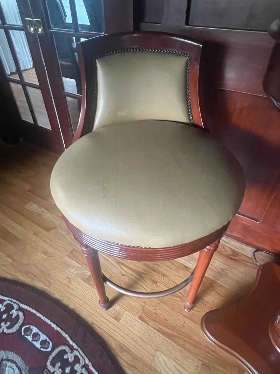Pub Table with 2 Bar Stools with  Leather Seat - photo 4