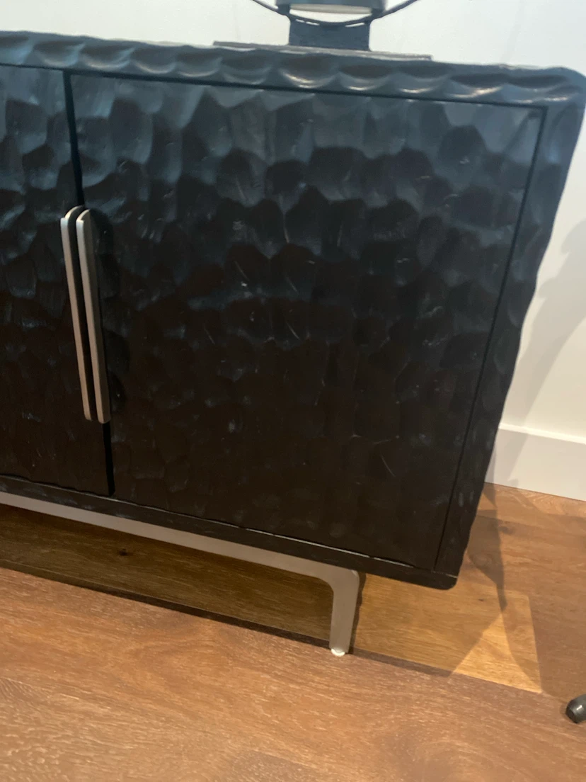 Black CB2 Carved Sideboard Cabinet - photo 3