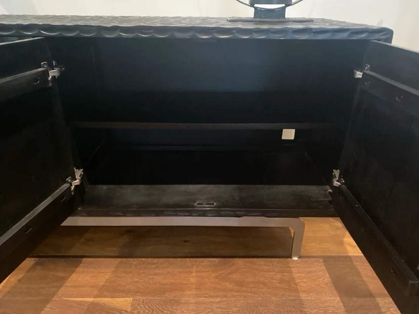 Black CB2 Carved Sideboard Cabinet - photo 4