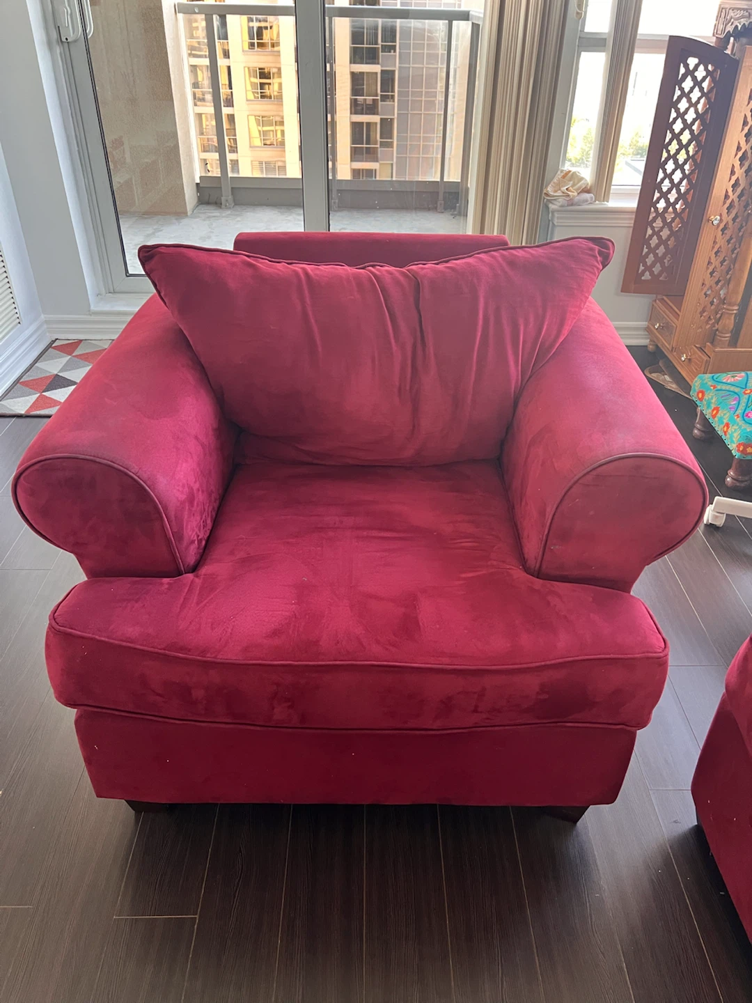 5 searer Red Velvet Sofa bed and Armchair Set