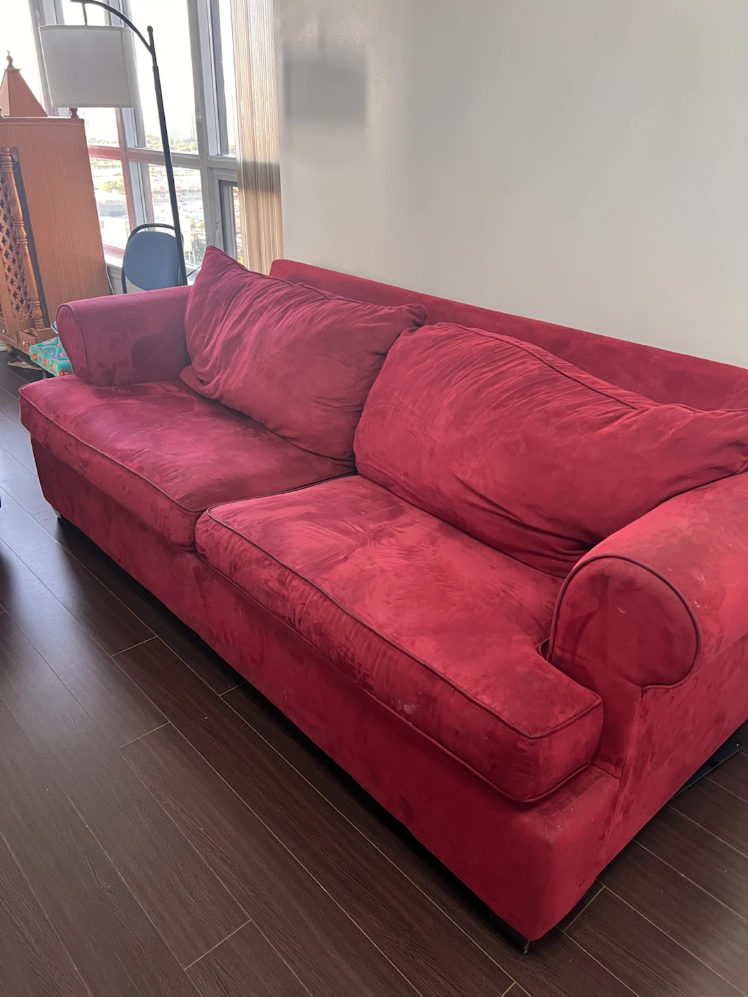 5 searer Red Velvet Sofa bed and Armchair Set - photo 2
