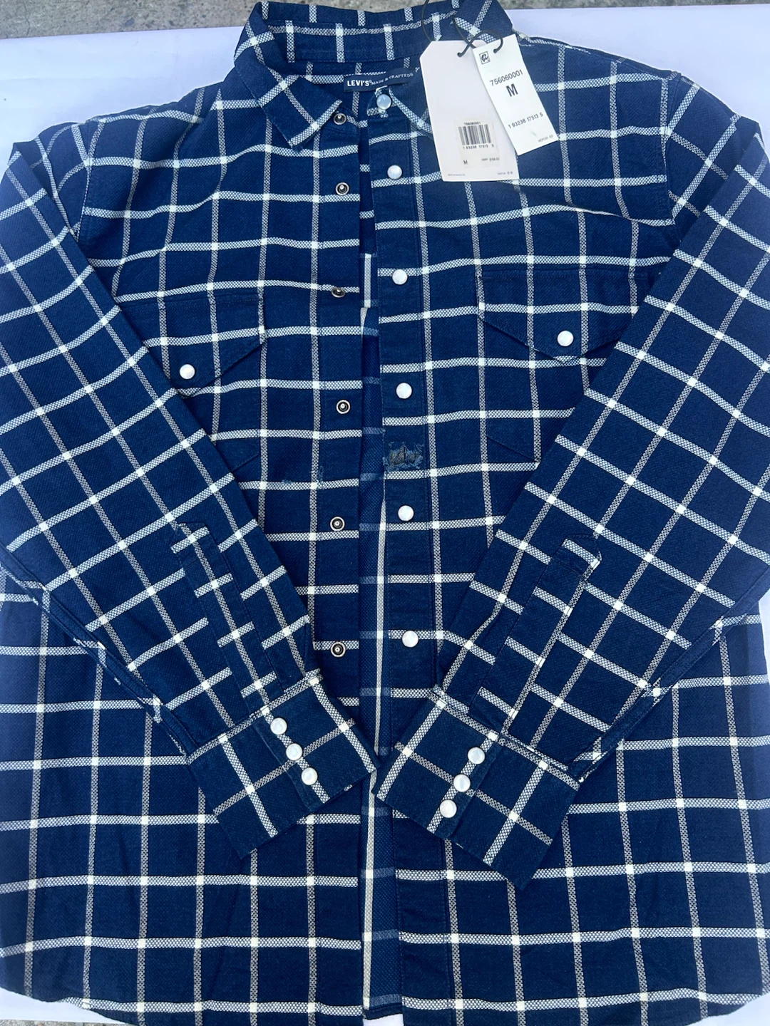 Levi's Made & Crafted Blue Plaid Western Shirt - Medium