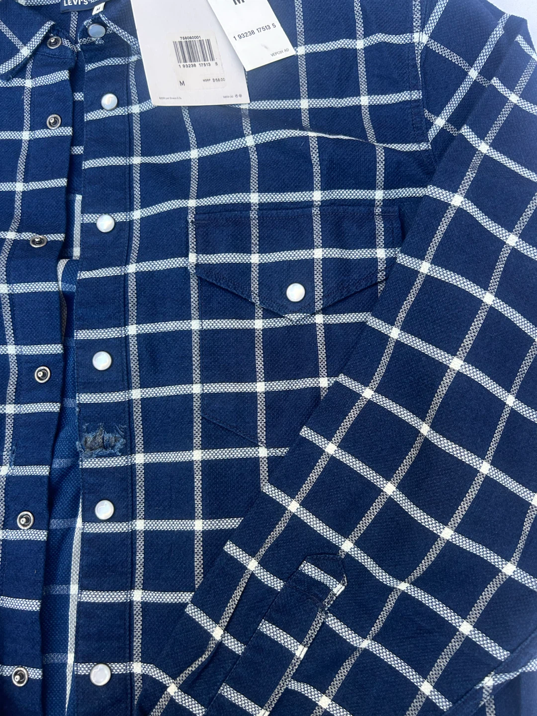 Levi's Made & Crafted Blue Plaid Western Shirt - Medium - photo 3