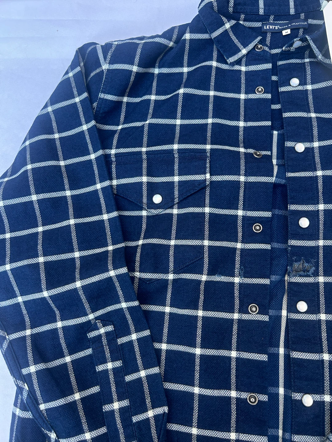Levi's Made & Crafted Blue Plaid Western Shirt - Medium - photo 5