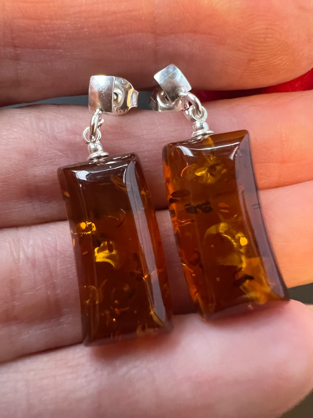 Brand New Sterling Silver & Cognac Baltic Amber Earrings - photo 2