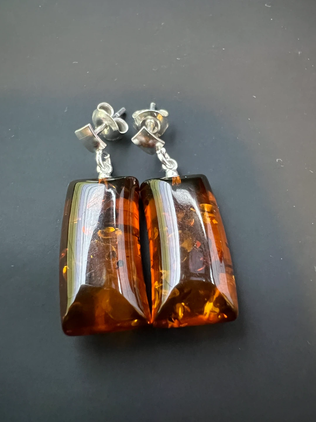 Brand New Sterling Silver & Cognac Baltic Amber Earrings - photo 4
