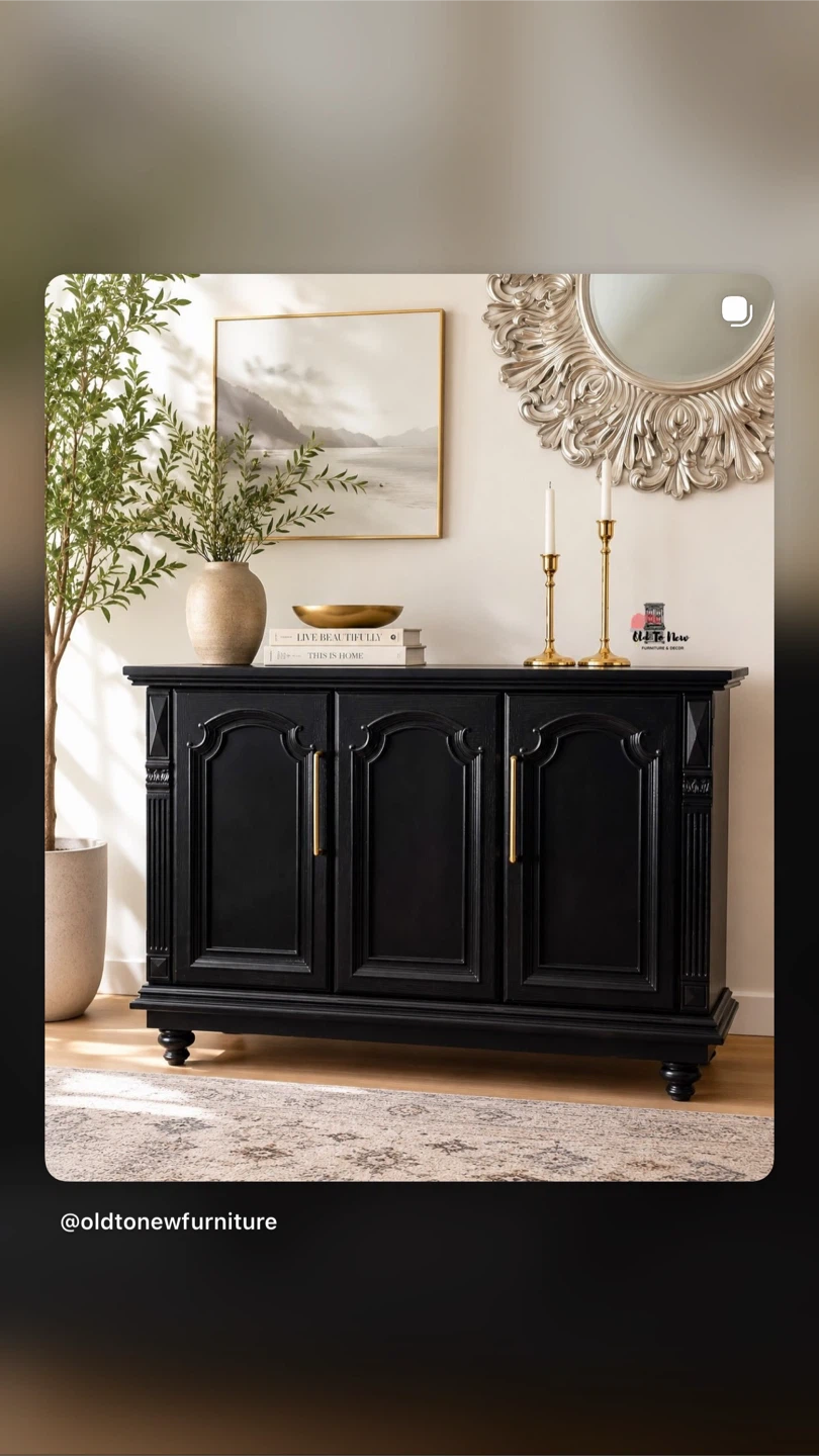 Black 2-Door Cabinet with Gold Handles - photo 2