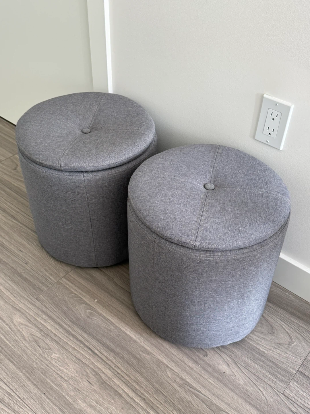 Grey Storage Ottomans Set of 2