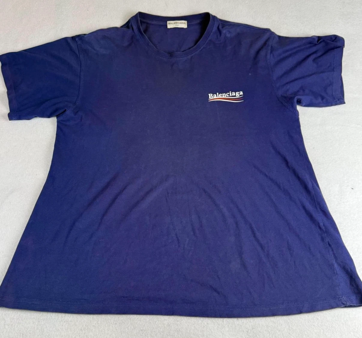 Balenciaga Navy Cotton Logo T-Shirt