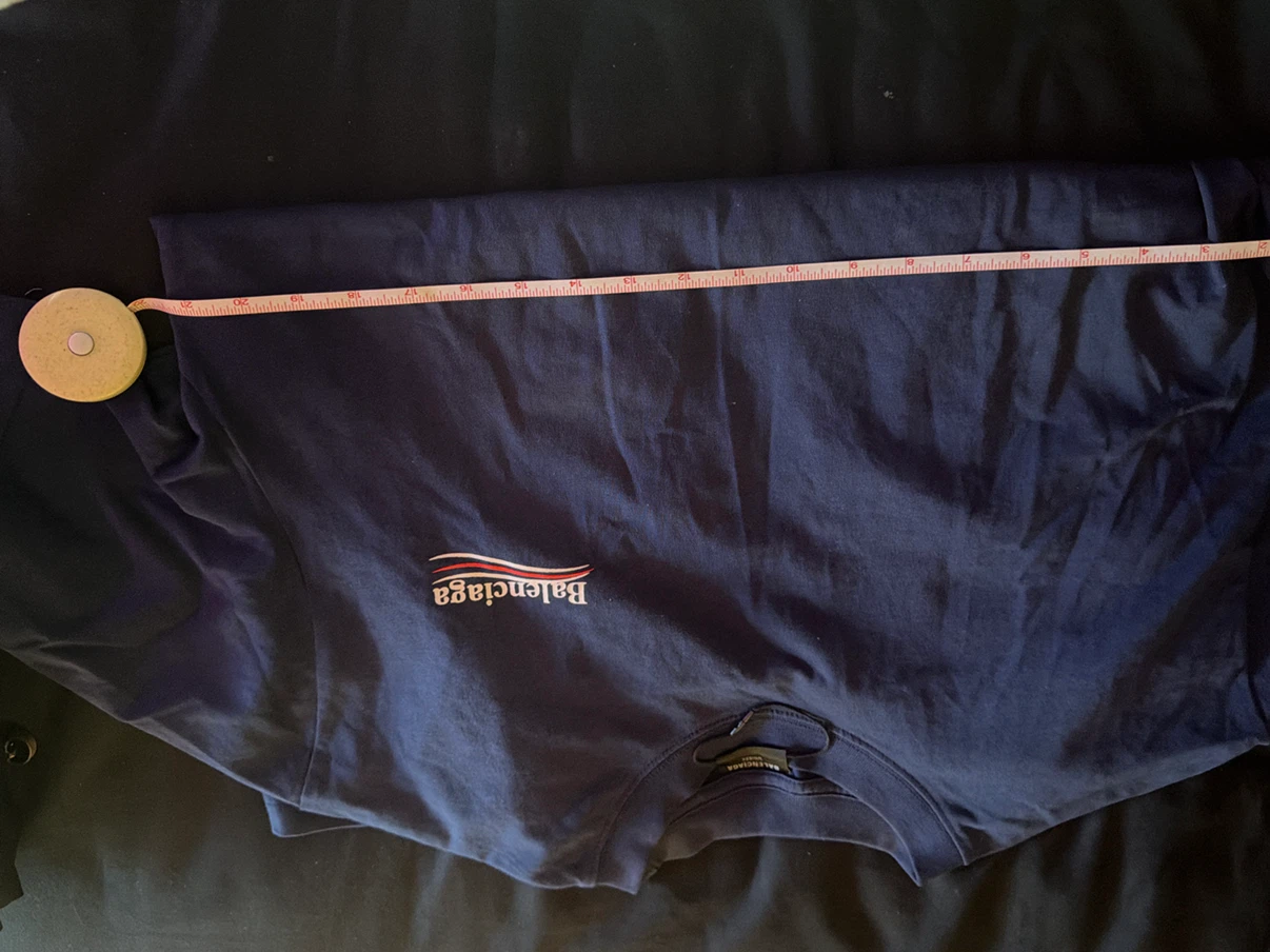 Balenciaga Navy Cotton Logo T-Shirt - photo 2