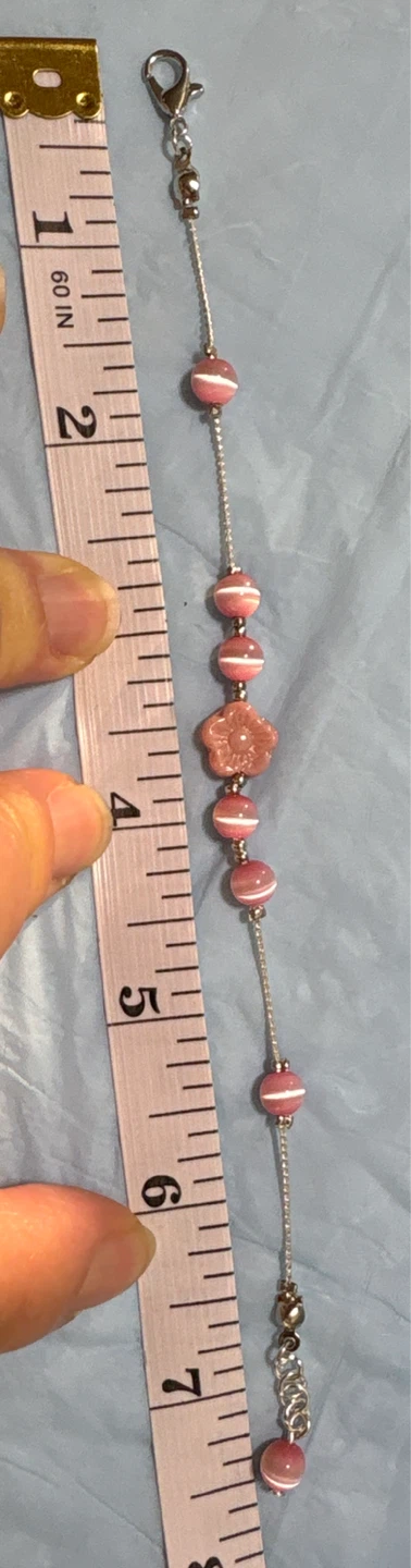 Pink Beaded Bracelet with Flower Charm - photo 4