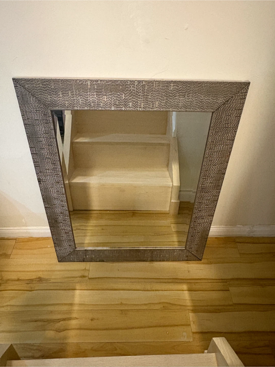 Decorative Wall Mirror with Textured Frame