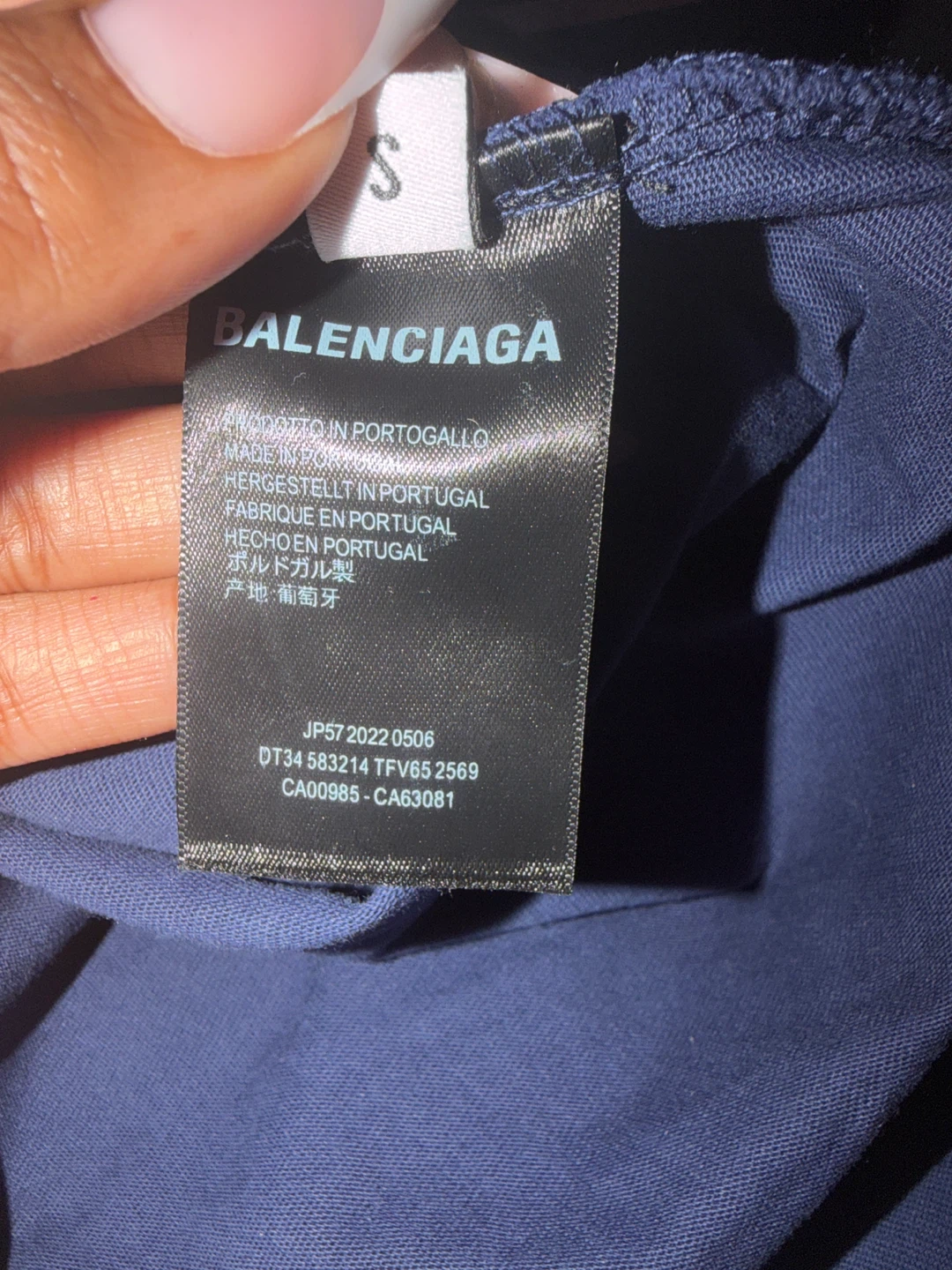 Balenciaga Navy Cotton Logo T-Shirt - photo 4