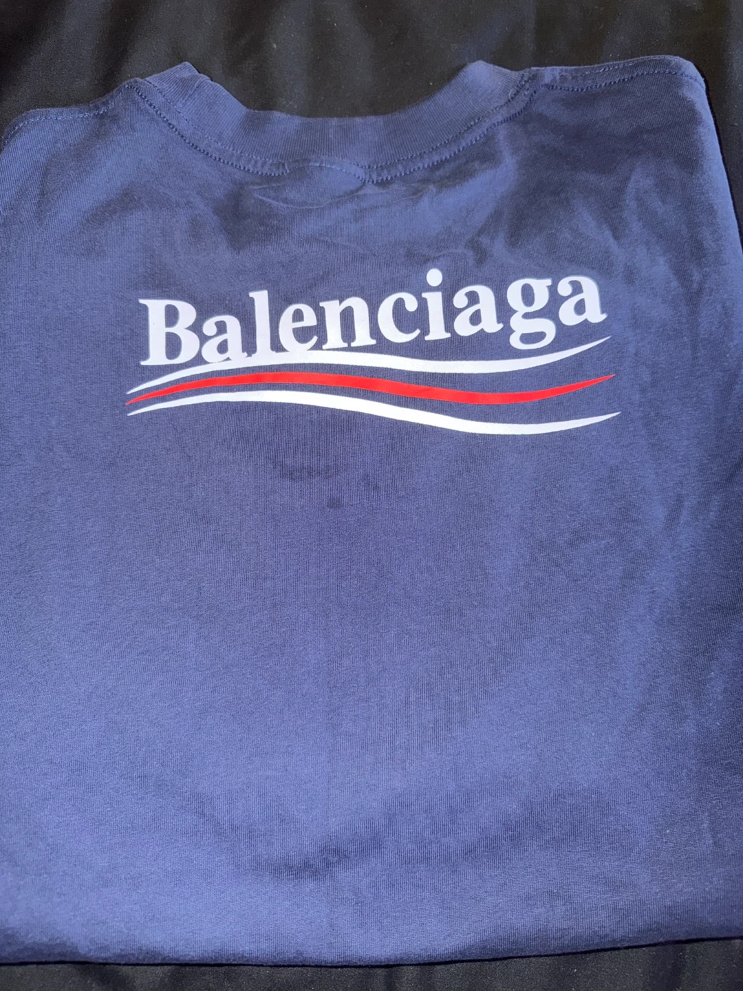 Balenciaga Navy Cotton Logo T-Shirt - photo 5