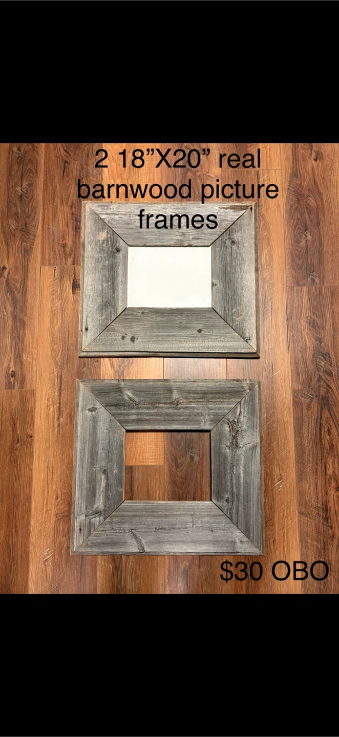 2 x 18"x20" Real Barnwood Picture Frames